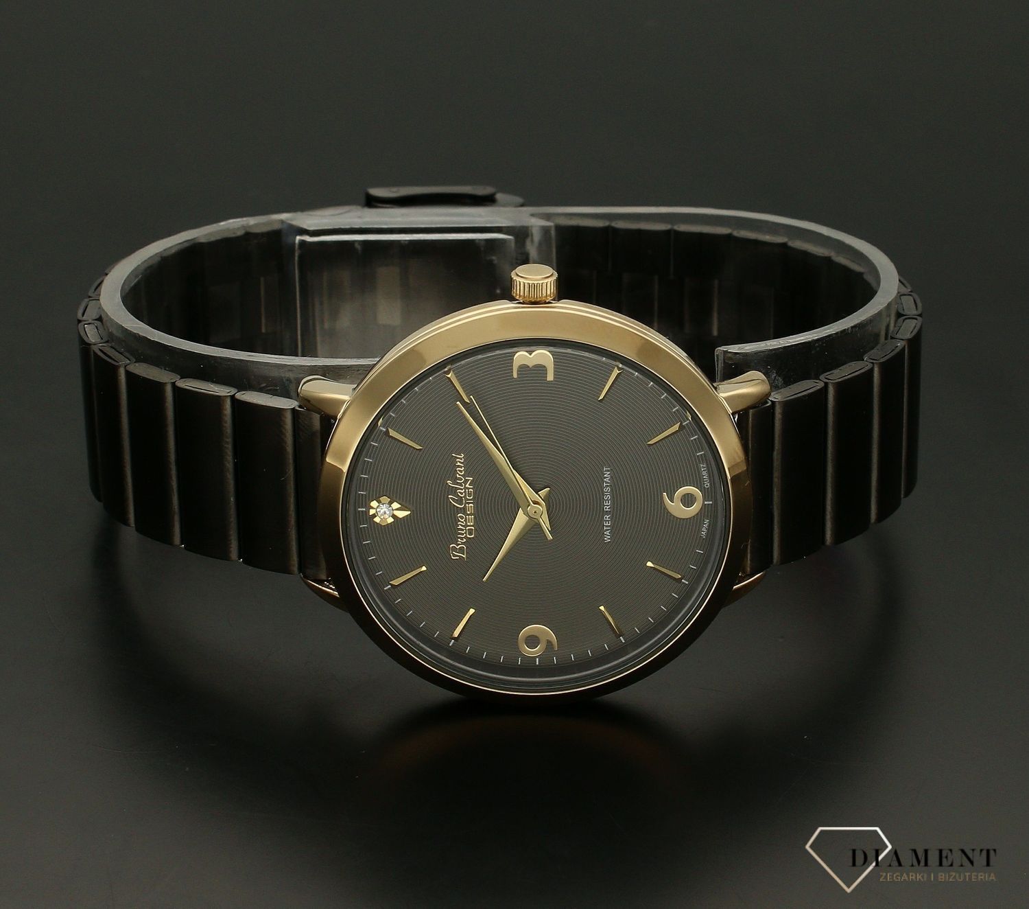 Zegarek damski czarna bransoleta Bruno Calvani BC3354 GOLD BLACK.jpg